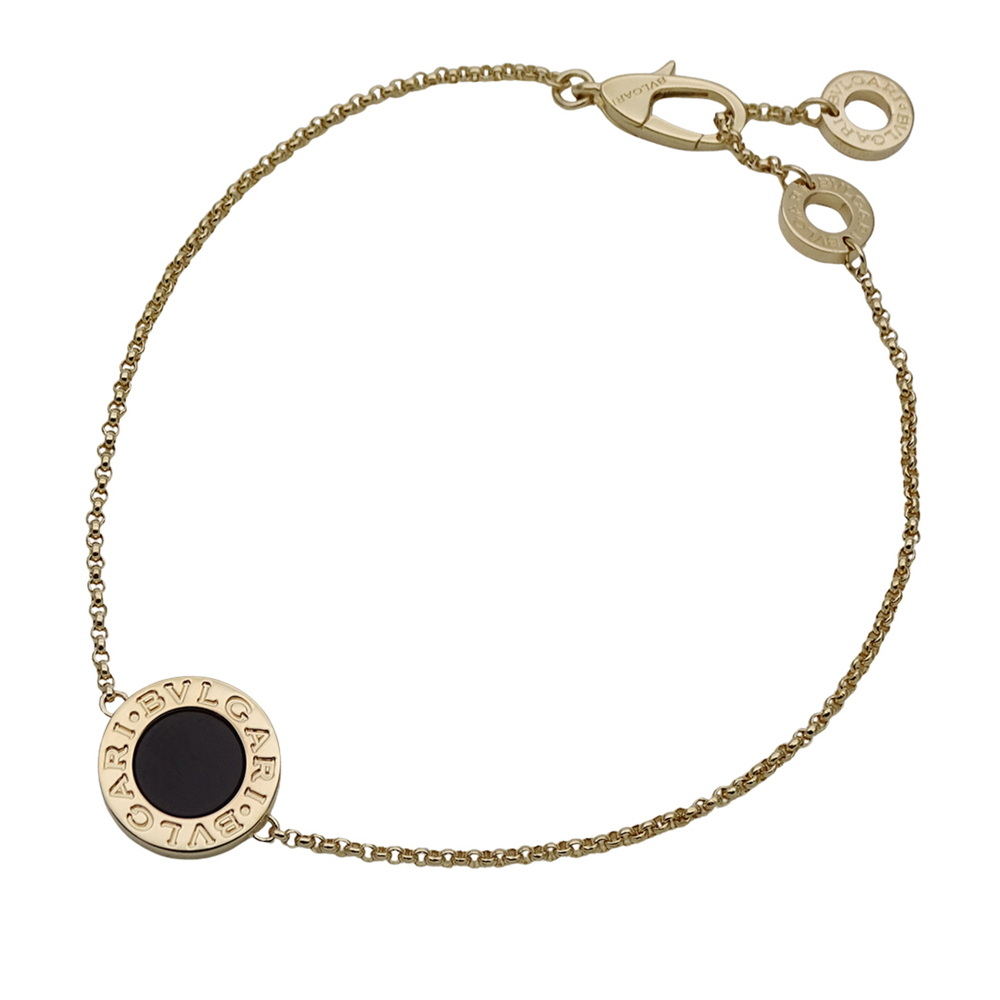 BVLGARI Gold Onyx Charm Bracelet